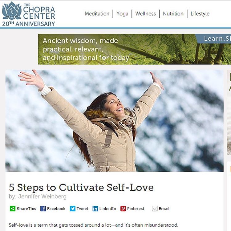 So honored to have my new article on #selflove featured on @chopracenter this week! One of my favorite sites to share one of my favorite topics! Be your own #valentine this year! Link to the article is now on the blog www.JenniferWeinbergMD.com/blog