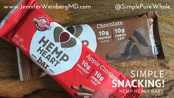 Simple snacking with hemp heart bars www.JenniferWeinbergMD.com
