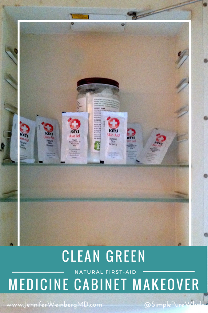 A Clean and Green Medicine Cabinet Makeover for Natural First Aid #clean #green #eco #natural #naturalliving #nontoxic #ecoliving #minimalism #firstaid #personalcare #skincare #skin www.JenniferWeinbergMD.com