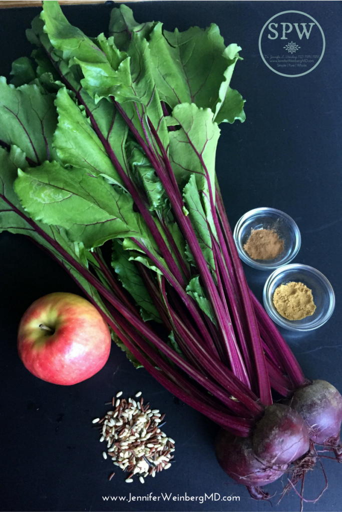 Pretty in Pink #Apple #Beet Wild #Rice #Salad in Lettuce Boats is the perfect light #plantbased #healthy #recipe #GlutenFree #Vegan #Vegetarian #NutFree #SoyFree #SugarFree #EggFree #DairyFree www.JenniferWeinbergMD.com