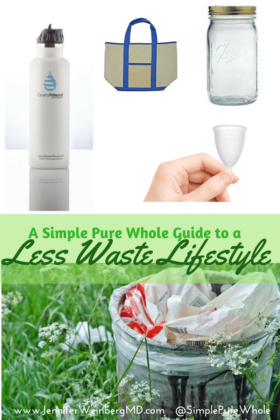 A beginner's guide to a less waste lifestyle and #minimalism #natural #cleanliving #eco #green #earth #earthday #cleanliving #lesswaste #environment www.jenniferweinbergmd.com